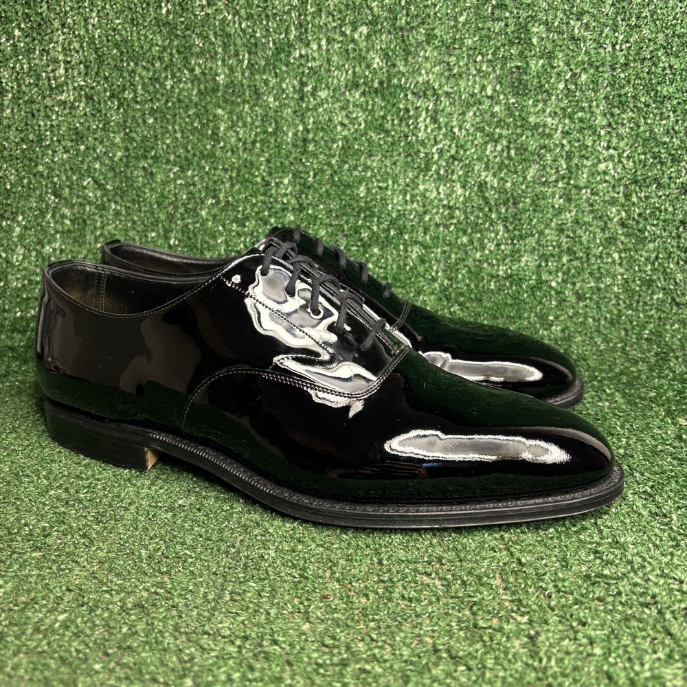 NEW Brooks Brothers Peal & Co Patent Leather Tuxedo Oxford Black Mens Size 10.5D